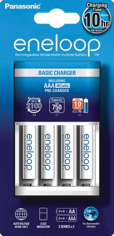 Зарядний пристрій Basic Charger New + Eneloop 4AAA 750 mAh NI-MH