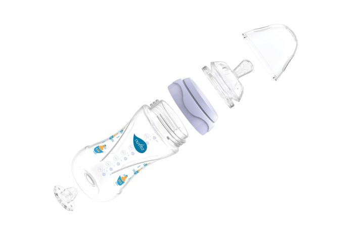 Пляшка для годування Nuvita Mimic 330 мл 4м+ Антиколікова, блакитна NV6050Blue