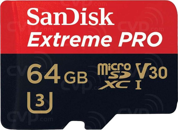 Карта пам'яті SanDisk microSD   64GB C10 UHS-I U3 R170/W90MB/s Extreme Pro V30 + SD