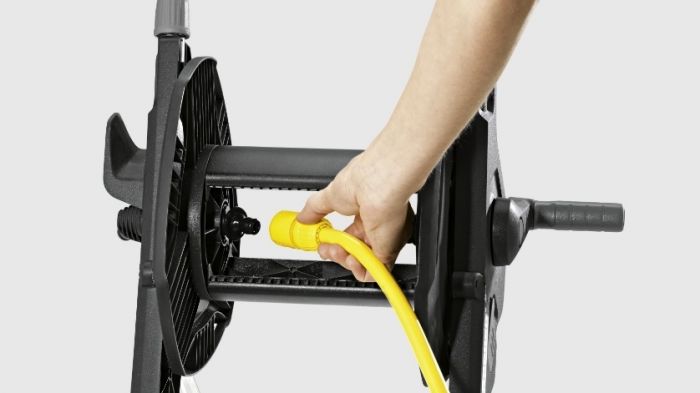 катушка для шланга Karcher "HT 4.500", складна, регулювання висоти ручки візка, довжина шланга: 1/2" 50м, 5/8" 35м, 3/4" 23м