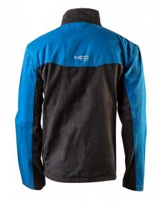 Куртка робоча NEO HD+, розмір XL (54), 275 г/м2, 100% бавовна, високий комір, регулювання манжет, комбіновані багатофункціональні кишені на блискавці та липучках, чорно-синя
