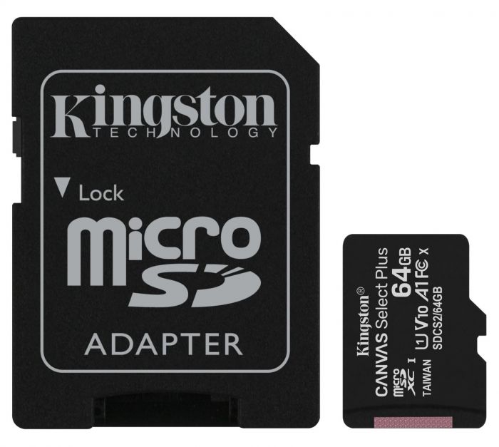 Карта пам'яті Kingston microSD   64GB C10 UHS-I R100MB/s + SD