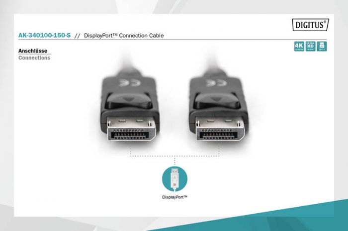 Кабель ASSMANN DisplayPort (AM/AM) 15m, black