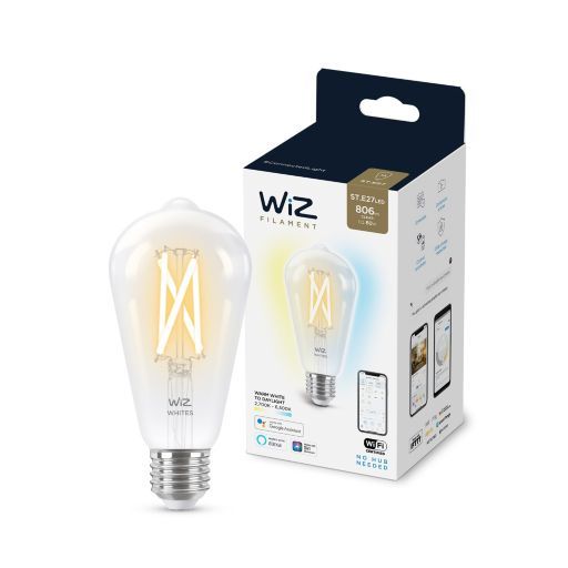 Лампа розумна WiZ, E27, 7W, 60W, 806Lm, ST64 2700-6500K філаментна Wi-Fi