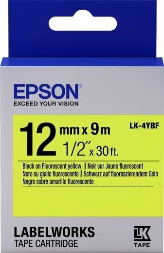 Картридж зі стрічкою Epson LK4YBF принтерів LW-300/400/400VP/700 Fluorescent Black/Yellow 12mm/9m