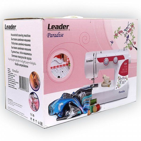 Швейна машина Lеader Paradise, електромех., 70 Вт, 22 швейні операції, LED, біло/рожевий