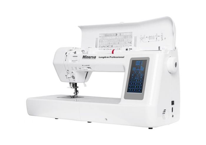 Швейна машина MINERVA LongArm Professional комп'ют.,90Вт, 500 швейних операцій, петля автомат, біла/сіра