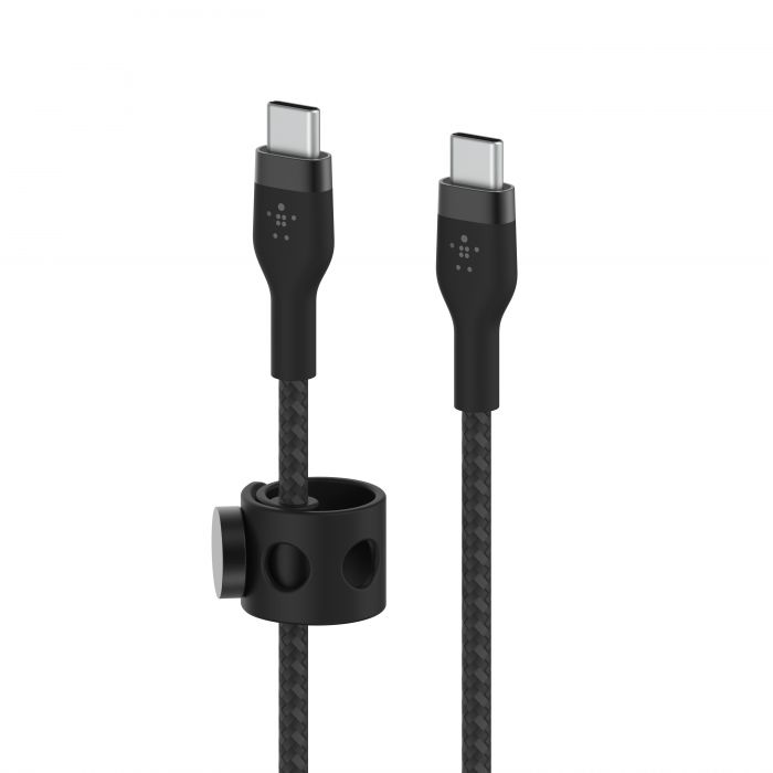 Кабель Belkin USB-С - USB-C плетений, силіконовий, з ремінцем на магніті, 1м, чорний