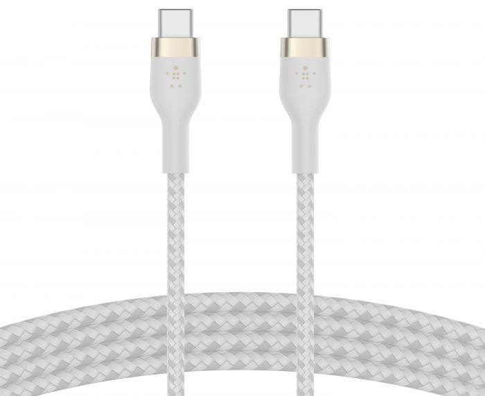 Кабель Belkin USB-С - USB-C плетений, силіконовий, з ремінцем на магніті, 1м, білий