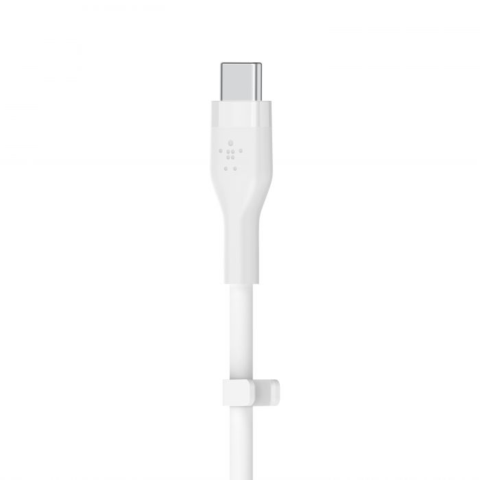 Кабель Belkin USB-С - USB-C силіконовий, з кліпсою, 1м, білий