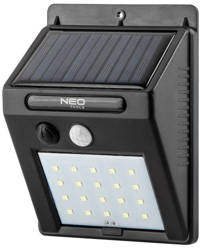 Прожектор Neo Tools, живлення від сонячного світла, 250 люмен, 1200 мАг, 3.7 Li-Ion, SMD LED, датчик руху та сутінків, IP44