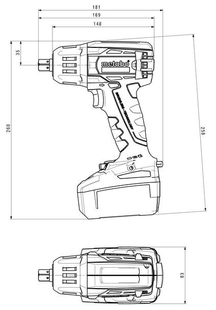 Гайковерт ударний акумуляторний Metabo SSW 18 LTX 400 BL 18В 2150об·хв 620Нм 1.3кг без АКБ та ЗП