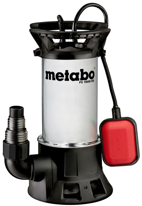 Насос занурювальний для брудної води Metabo PS 18000 SN , 1000Вт, 19куб/год, висота подачі 11м, занурення до 7м, внутрішня різьба 1"/1/2", 7.9кг