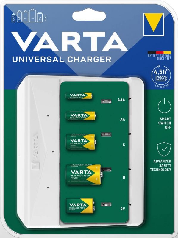 Зарядний пристрій VARTA Universal Charger для АА/ААА/C/D, 9V акумуляторів