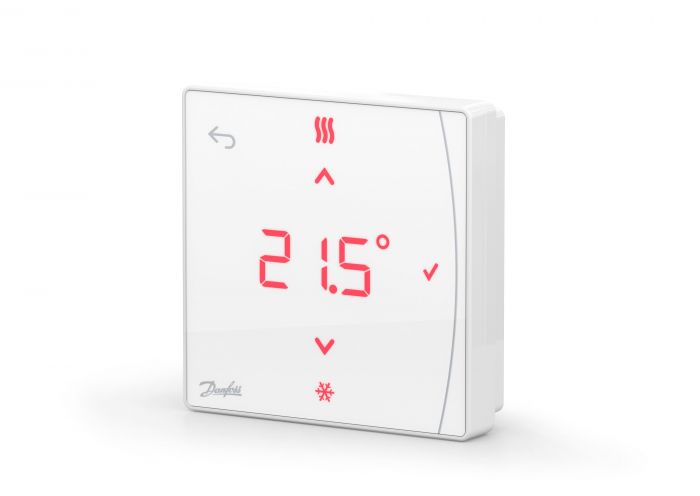 Терморегулятор Danfoss Icon2 RT, Display, +5...35 °C, програмований, бездротовий, накладний, 3В, білий