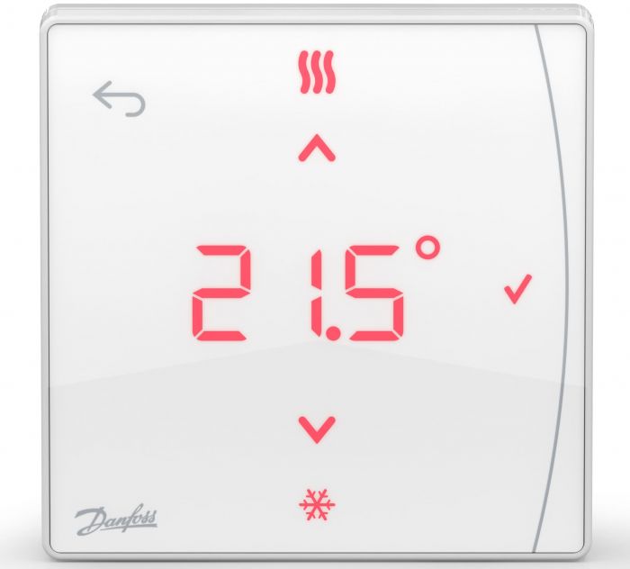 Терморегулятор Danfoss Icon2 RT, Display, +5...35 °C, програмований, бездротовий, накладний, 3В, білий