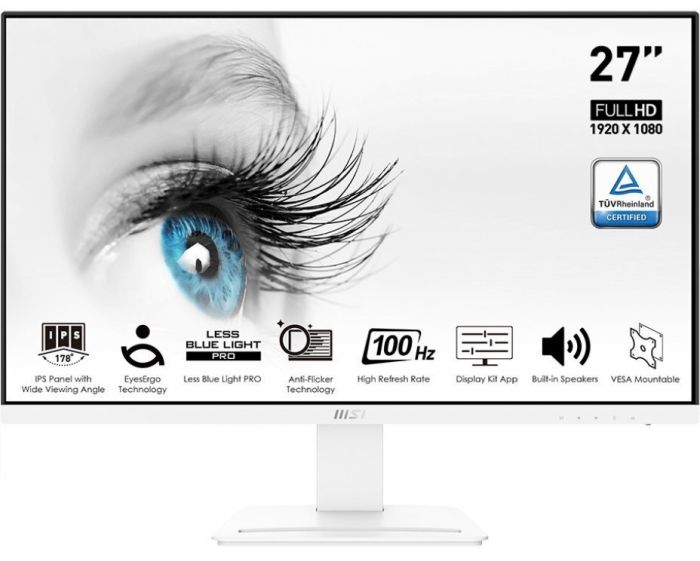 Монітор MSI 27" PRO MP273AW D-Sub, HDMI, DP, MM, IPS, 100Hz, 4ms, sRGB 106%, White