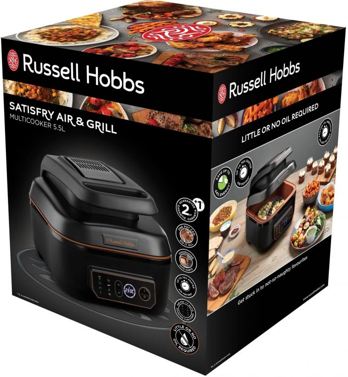 Мультипіч Russell Hobbs SatisFry Air&Grill, 1745Вт, чаша-5.5л, сенсорне керув., алюміній/пластик,чорно-помаранчевий