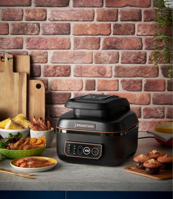 Мультипіч Russell Hobbs SatisFry Air&Grill, 1745Вт, чаша-5.5л, сенсорне керув., алюміній/пластик,чорно-помаранчевий