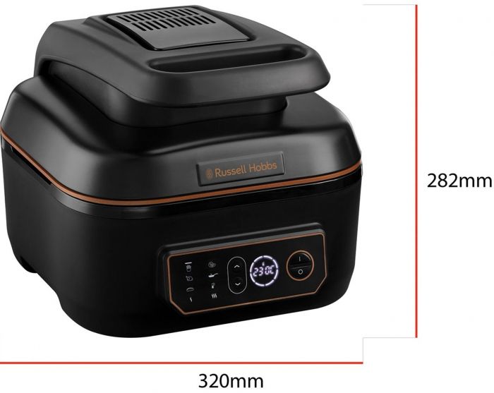 Мультипіч Russell Hobbs SatisFry Air&Grill, 1745Вт, чаша-5.5л, сенсорне керув., алюміній/пластик,чорно-помаранчевий