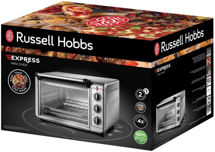 Піч електрична Russell Hobbs Air Fry Mini Oven, 12.6л, 1500Вт, механіч., гриль, конвенція, сіра