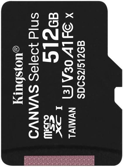 Карта пам'яті Kingston microSD  512GB C10 UHS-I U3 A1 R100/W85MB/s