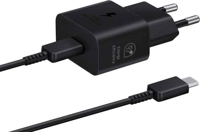 Зарядний пристрій мережевий Samsung 25Вт USB-С, кабель USB-C > USB-C, 1м, чорний
