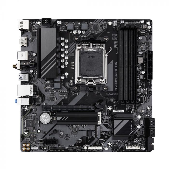 Материнська плата GIGABYTE B650M D3HP AX sAM5 B650 4xDDR5 M.2 HDMI DP Wi-Fi BT mATX