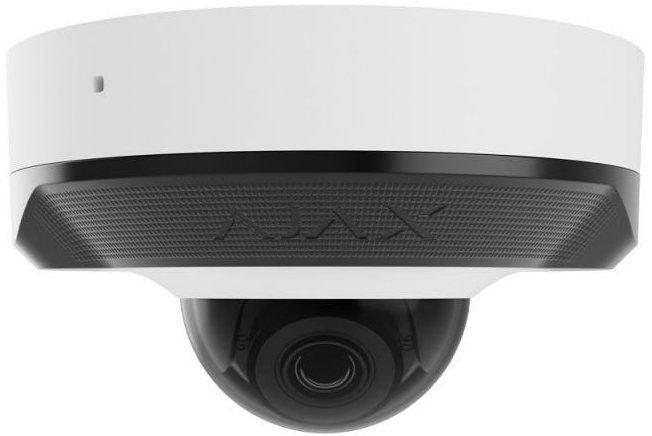 IP-Камера дротова Ajax DomeCam Mini, 8мп, 4мм, Poe, True WDR, IP 65, ІЧ 30м, аудіо, кут огляду 75°до 85°, міні купольна, біла