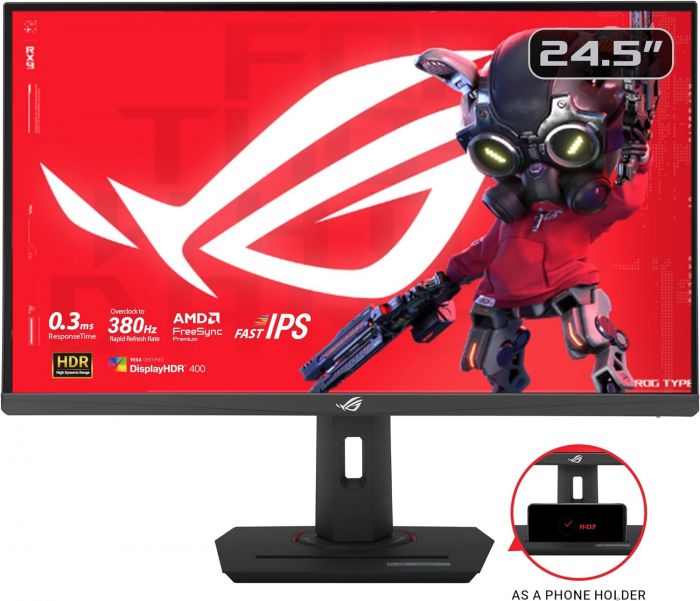 Монітор Asus 24.5" ROG Strix XG259QNS 2xHDMI, DP, 2xUSB, Audio, IPS, 380Hz, 0.3ms, sRGB 110%, AdaptiveSync, Pivot, HDR400