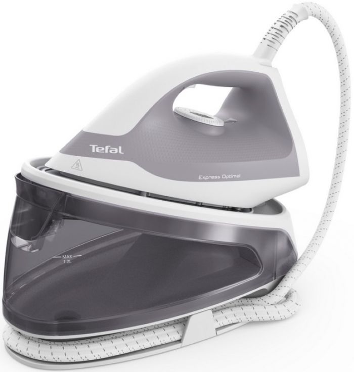 Праска-парогенератор Tefal Express Optimal, 2200Вт, 1200мл, паровий удар -200гр, постійна пара - 110гр, керам. підошва, біло-сірий