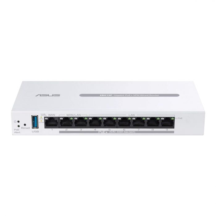 Маршрутизатор ASUS ExpertWiFi EBG19P 8xGE LAN (8xPoE), 1xGE WAN,  1xUSB 3.2, 123W, BT