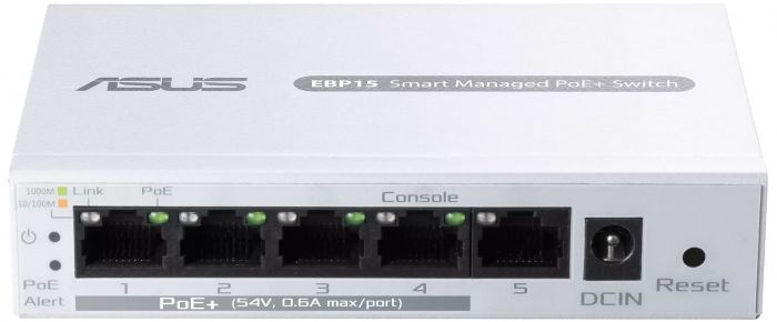 Комутатор ASUS ExpertWiFi EBP15 5xGE (4xPoE), 60Вт, Керований L2+