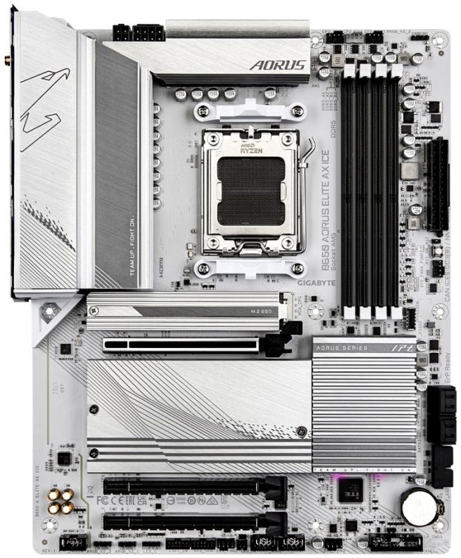 Материнська плата GIGABYTE B650 A ELITE AX ICE sAM5 B650 4xDDR5 M.2 HDMI DP Wi-Fi BT ATX