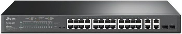 Комутатор TP-LINK SL2428P 24xFE(24xPoE), 4xSFP, 250Вт, Некерований