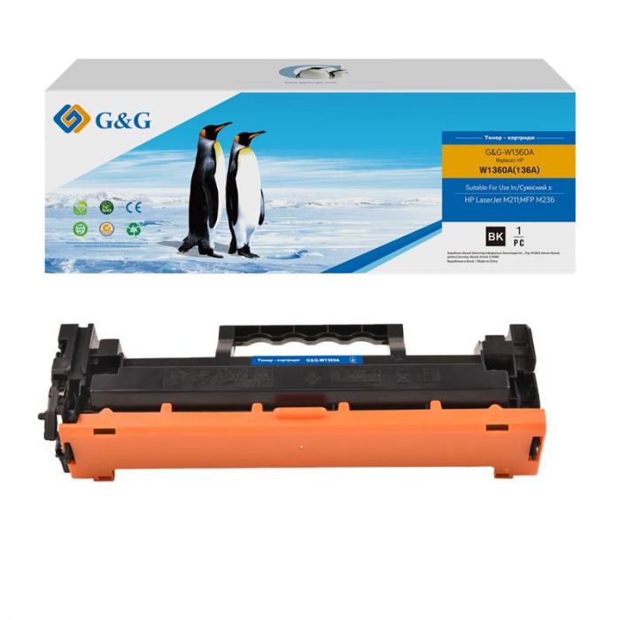 Картридж G&G до HP 136X LJ M211/M212/M236 Black (2600 стор) - чіп без лічильника!