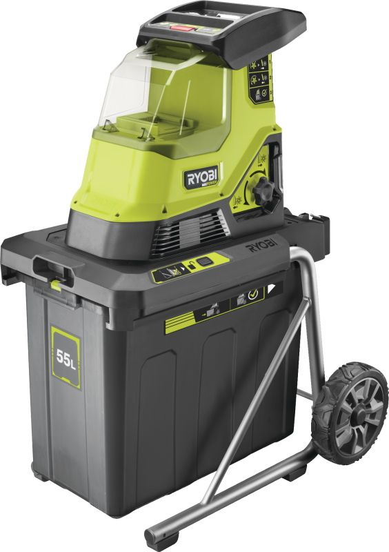 Подрібнювач садовий акумуляторний Ryobi RY36SHX40-0 36В MAX POWER 40мм контейнер 55л фреза 23кг