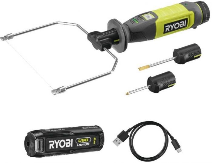 Термоніж Ryobi RHC4-120G акумуляторний 4В USB Lithium 450 градусів 5 змінних насадок АКБ 1х2Аг