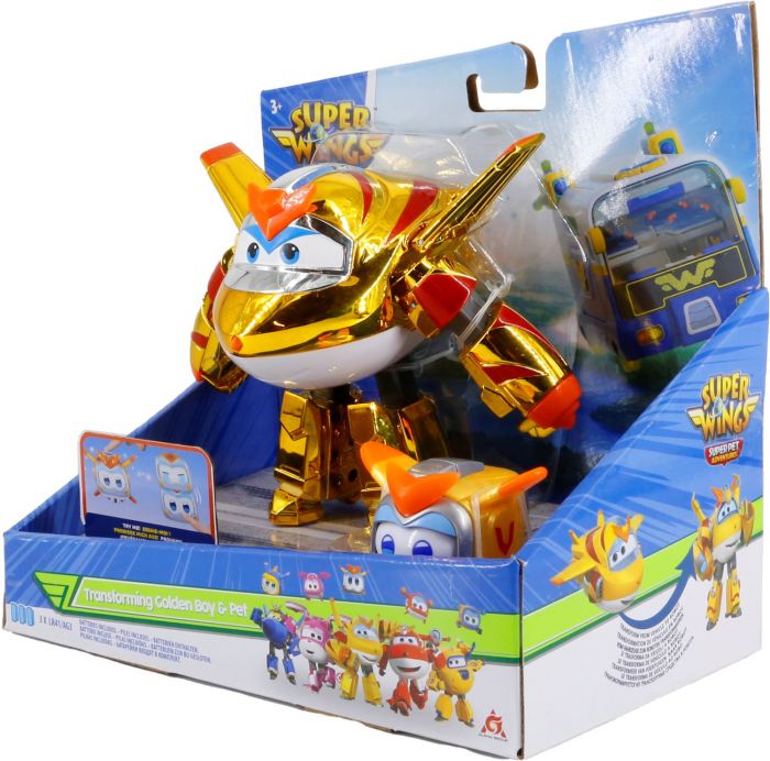 Ігровий набір Super Wings Transforming Золотий Хлопчик і улюбленець (Golden Boy & Pet)