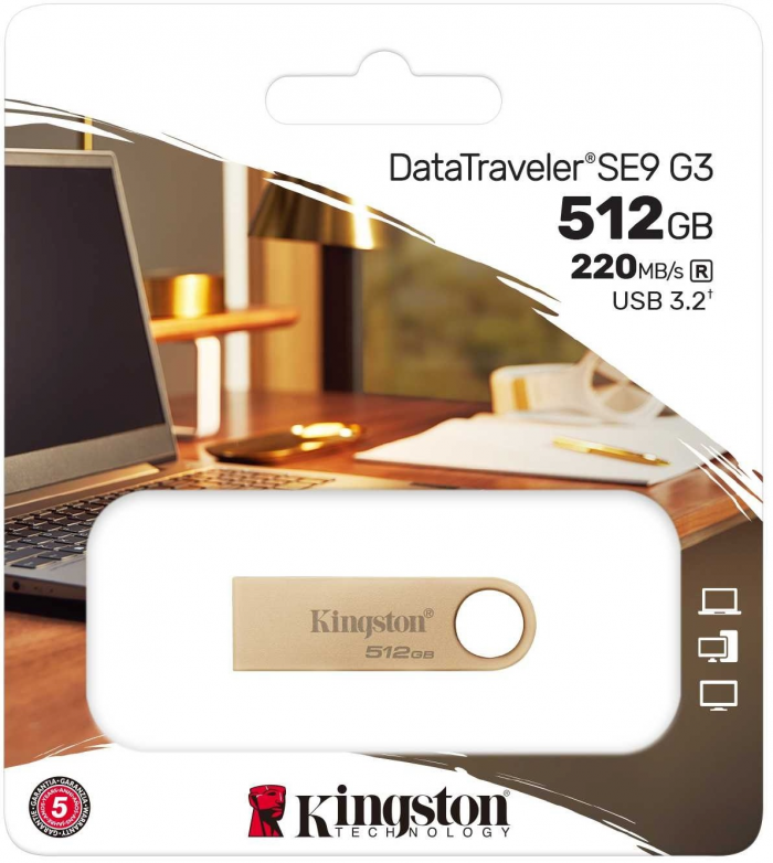 Накопичувач Kingston  512GB USB 3.2 Type-A Gen1 DT SE9 G3