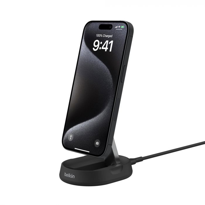 Зарядний пристрій бездротовий Belkin 15Вт Magnetic Stand Qi2, чорний