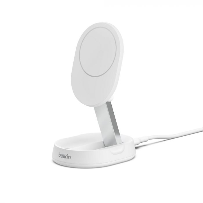 Зарядний пристрій бездротовий Belkin 15Вт Magnetic Stand Qi2, білий