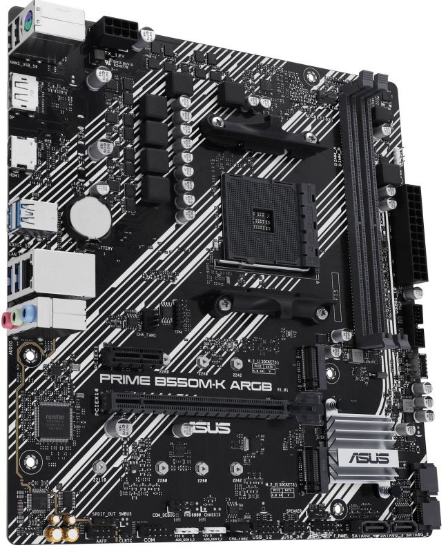 Материнcька плата ASUS PRIME B550M-K ARGB sAM4 B550 4xDDR4 M.2 HDMI DVI D-Sub mATX ARGB