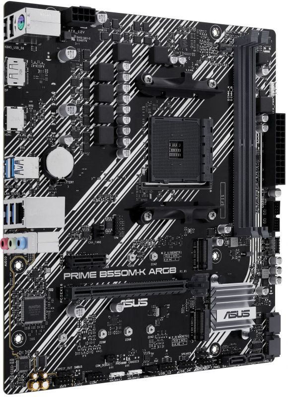 Материнcька плата ASUS PRIME B550M-K ARGB sAM4 B550 4xDDR4 M.2 HDMI DVI D-Sub mATX ARGB