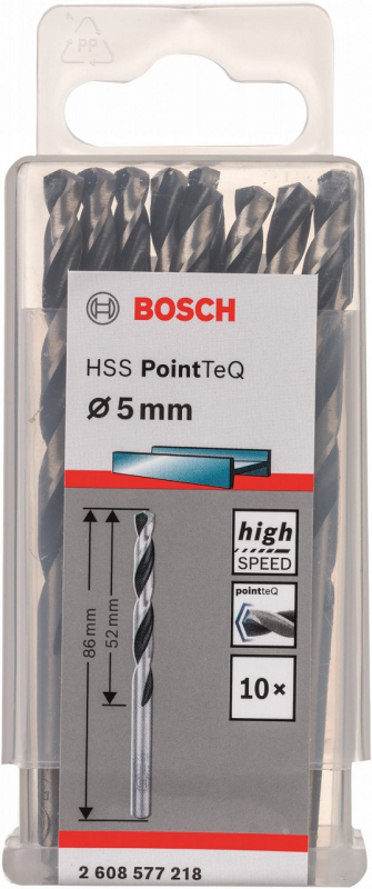 Свердло по металу Bosch HSS-PointTeQ, 5х52х86мм, 10шт