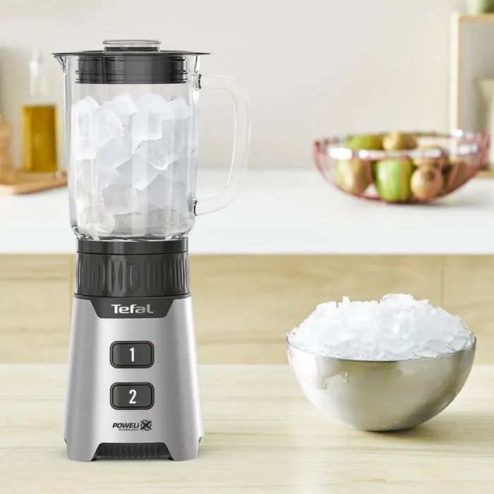 Блендер Tefal стаціонарний Minimix Glass 400Вт, чаша-700мл, ємність для смузі to go, скло, сірий