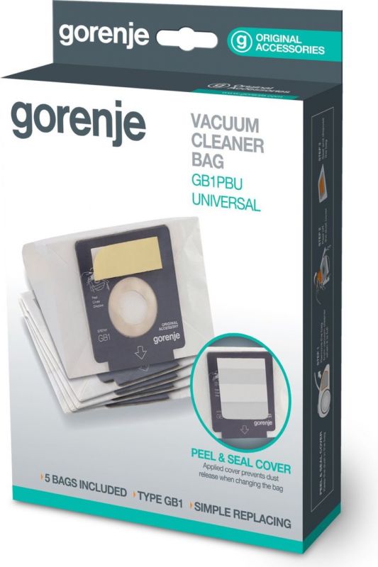 Універсальний мішок GB1PBU,  для пилососів Gorenje, паперові, 5 шт, 570741