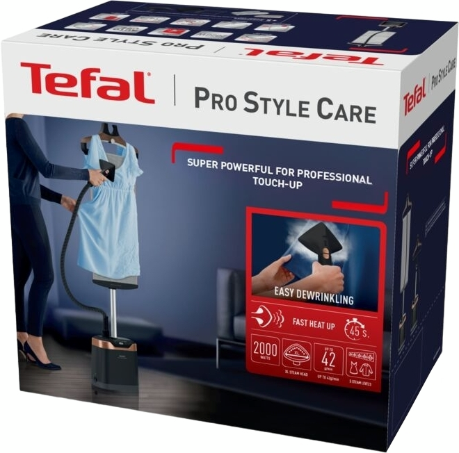 Відпарювач Tefal вертикальний Pro Style Care, 2000Вт, 1300мл, постійна пара - 42гр, чорно-золотий