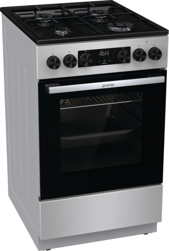 Плита Gorenje комбінована, 62л, 50x60см, дисплей, IconLed, емальовані, титан