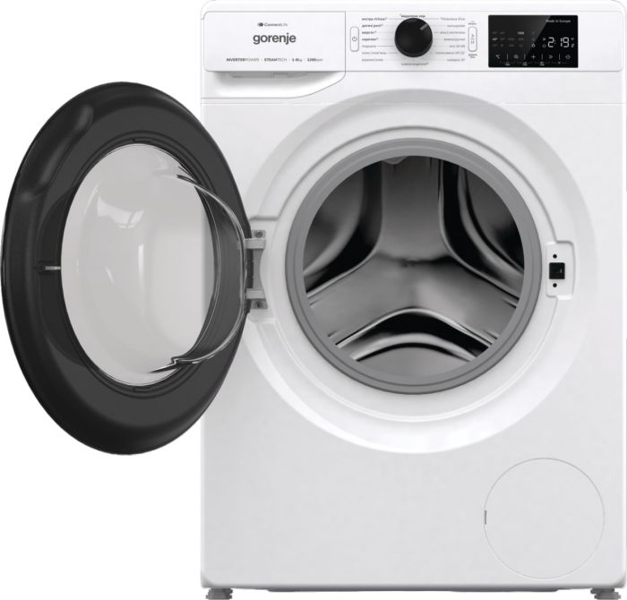 Пральна машина Gorenje фронтальна, 8кг, 1200, A+++, 55см, дисплей, інвертор, пара, Wi-Fi, білий